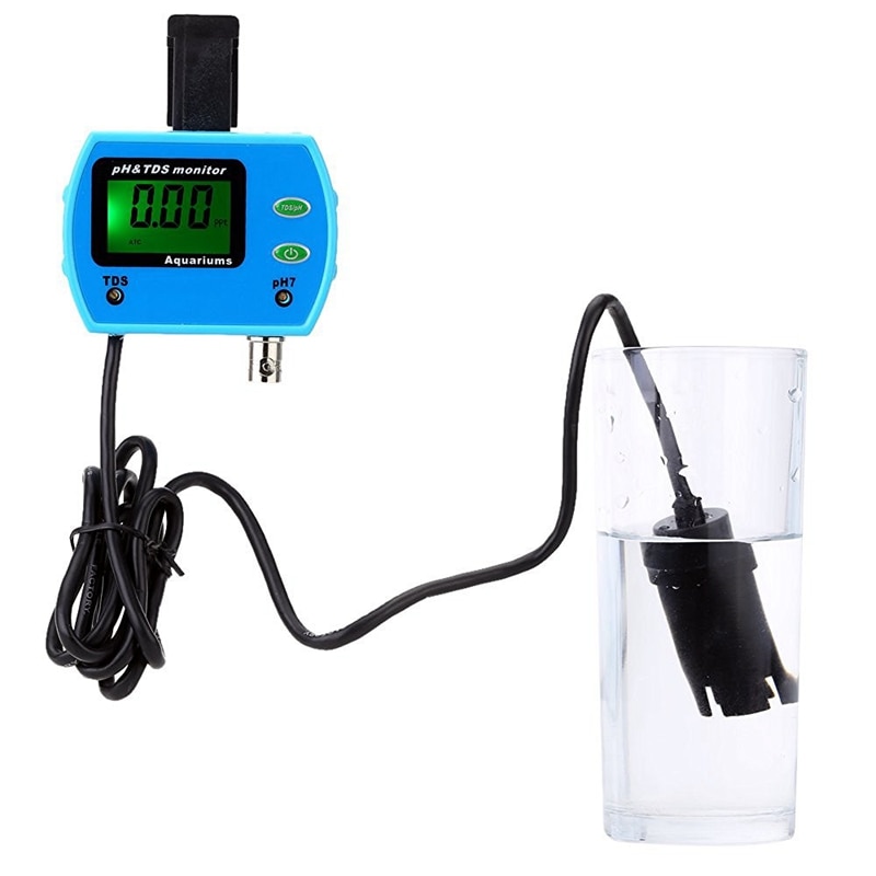 pH TDS Electrode Meter Precise LCD PH tds Monitor Aquarium SPA Swim Water Analyzer Online pH TDS Tester Green Backlit