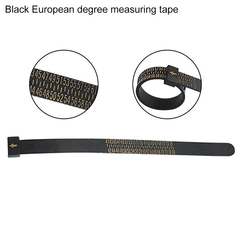 finger størrelse svart ringe måle linjal måle finger standard ringe sirkel oss / Europa / uk teip linjal smykker tilbehør: 4