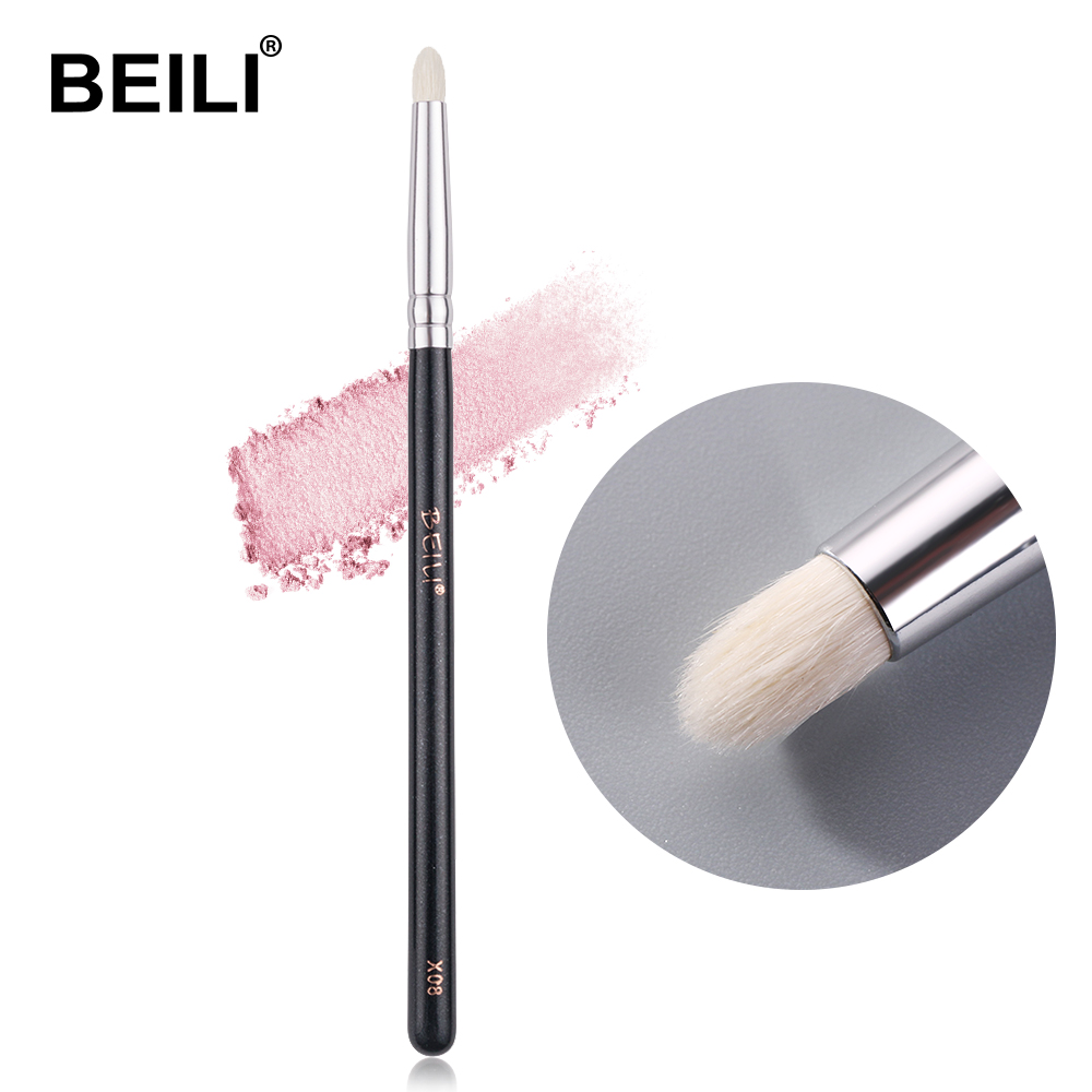 Beili  #224 naturlig gedehår øjenskygge makeup børste lille øjenblanding 1 stykke make up børste glitter sort håndtag: X08