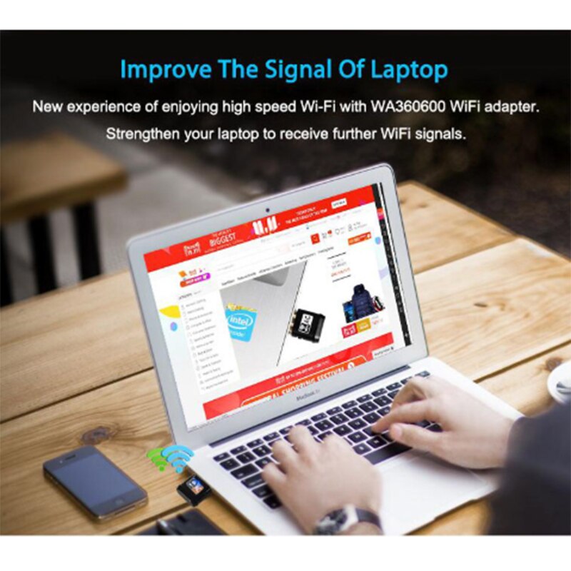 Wireless USB WiFi Adapter Dongle Ethernet USB Wi Fi Receiver External PC Network Card Dual Band 2.4 + 5 Ghz 802.11ac Adaptador