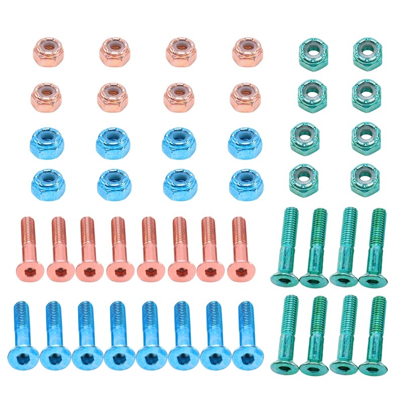 Lot de 24 pièces tête plate remplacement Skateboard camion matériel Longboard montage vis boulons 2.54 cm / 1 pouce: Default Title