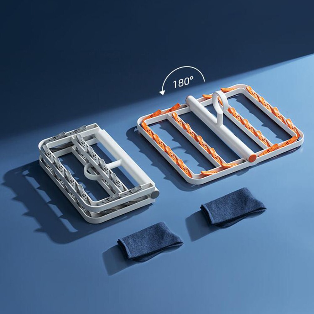 1Pc Plastic Clothes Hanger Multifuntion Sock Rack Windproof Laundry Rack Foldable Clothes Pin (Pale Grey)