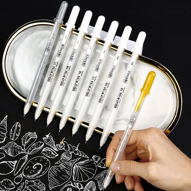 Sakura-rotulador de Color blanco, dorado y plateado, rotulador de pintura para dibujo, arte, papelería japonesa, suministros para oficina y escuela, H6499