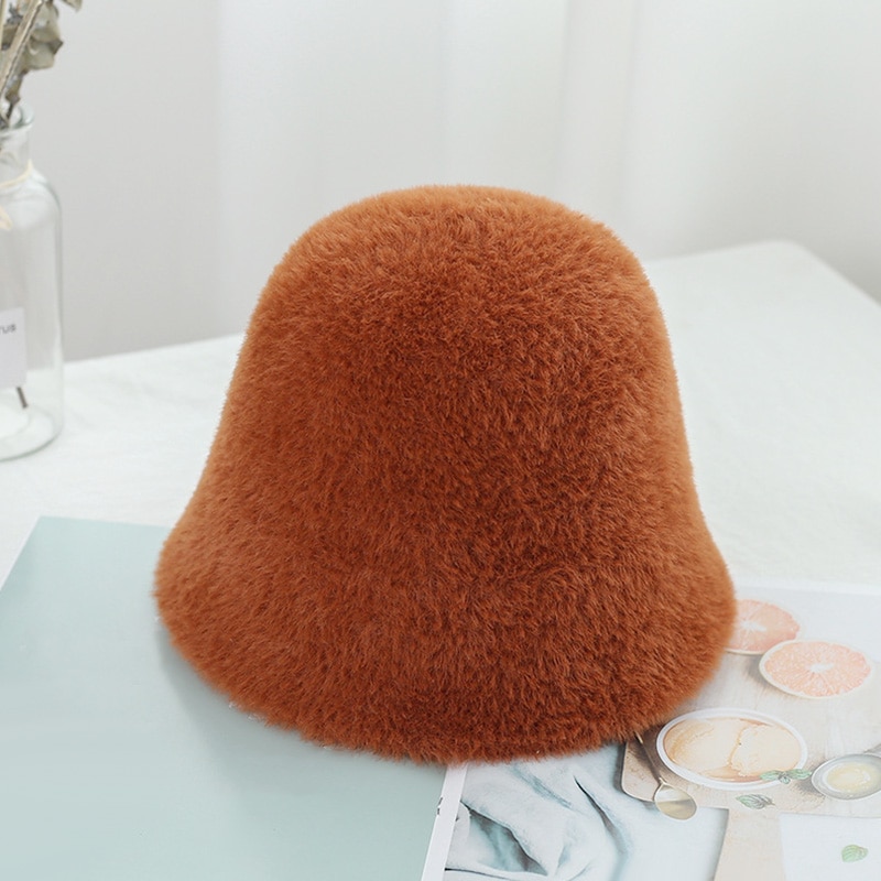 Invierno de lana gorra sombrero con forma de cubo para mujer Simple gorros de Hip Hop de lana sombrero de pescador grueso cálido mujer encabezamiento japonés tapa plana