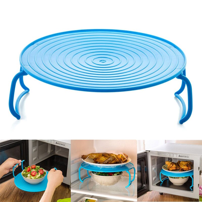 4 In 1 Microwave Plastic Stand Shelf Mini Heating Food Tray Cooling Rack Multifunction Kitchen Tool TUE88