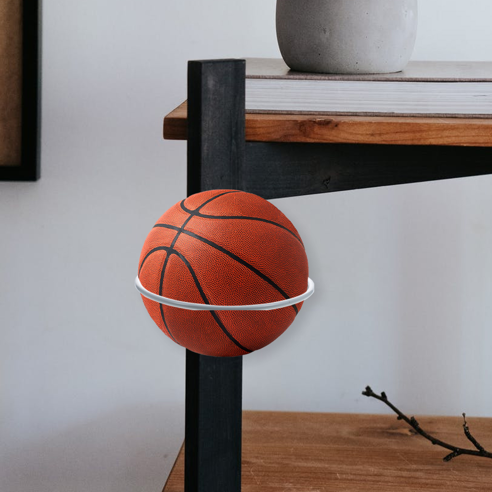 2Pcs Mounted Basketball Holder Iron Balls Storage Rack Hats Display Rack for Displaying (White)
