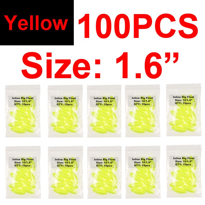 100PCS 1.4 "1.6" Ovale Vissen Rig Float Foam Bobbers Voor Karper Meerval Pompano, Whitings, corvina, Snappers Rigs Maken: 100pcs Yellow L