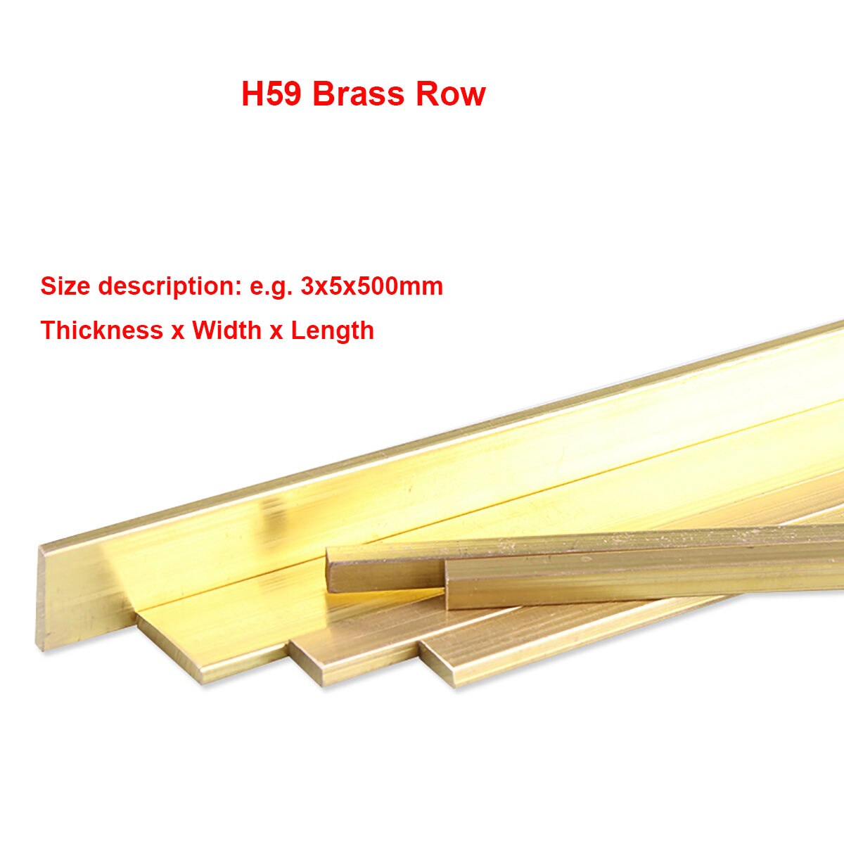 1pcs Length 500mm Solid H59 Brass Row Strip Brass Flat Plate Bar Thickness 3 4 5 6mm