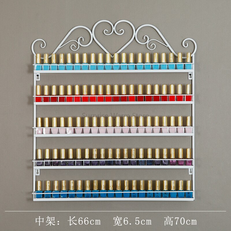 Multi-Lagen Opslag Muur Manicure Cosmetica Display Stand Moderne Metalen Nagellak Organizer Opslag Rack Plank Voor Muur: white middle rack