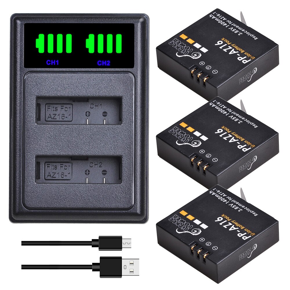 Für Original Xiaomi Yi II yi 4k 4k Batterie AZ16-1 AZ16-2 Batterie + LED Dual Charger für Xiaoyi yi Lite YI 360 VR Action Kamera.: Charger and 3Battery