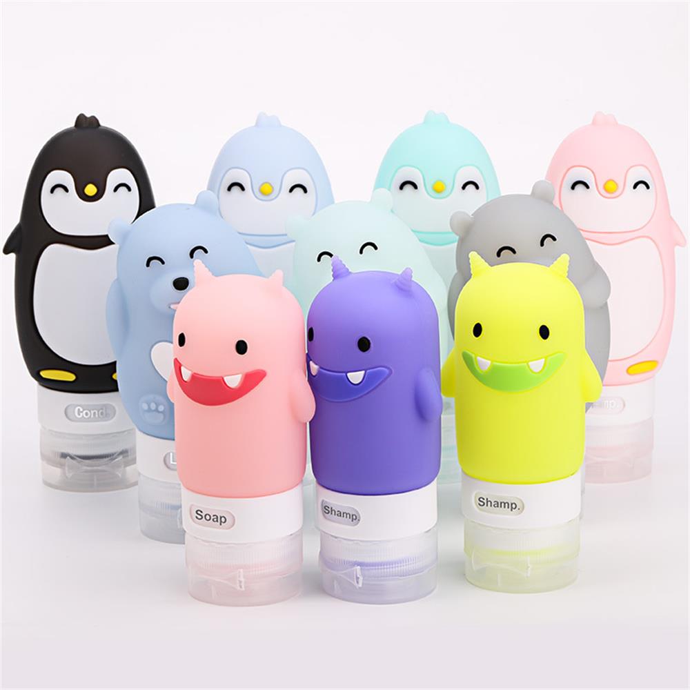 60/80/90 Ml Food-Grade Siliconen Flessen Makeup Shampoo Douchegel Lotion Sub-Bottelen Buis leuke Reizen Squeeze Lege Fles