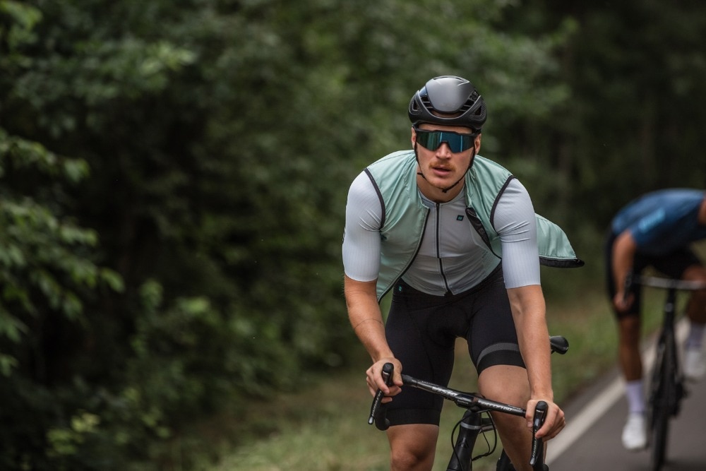 Lätt vindstopp gilet cykling vindtät väst ärmlös cykel ytterkläder cykelkläder grå och grön