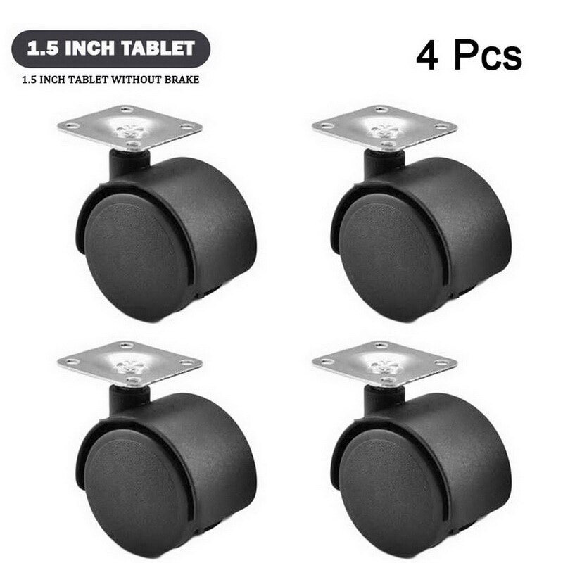 4 stücke Universal- stumm schwenken Rollen Möbel Rad Rolle Weiß PP Nylon Dual 360 Grad Rolle Rad Für Plattform Wagen stuhl: 1.5Zoll Nein Bremse