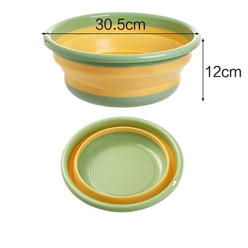 Folding Wash Basin Plastic Portable Outdoor Travel Laundry Tub Thickened Kitchen Vegetable Sink Household Cleaning Tools: A-Green-M