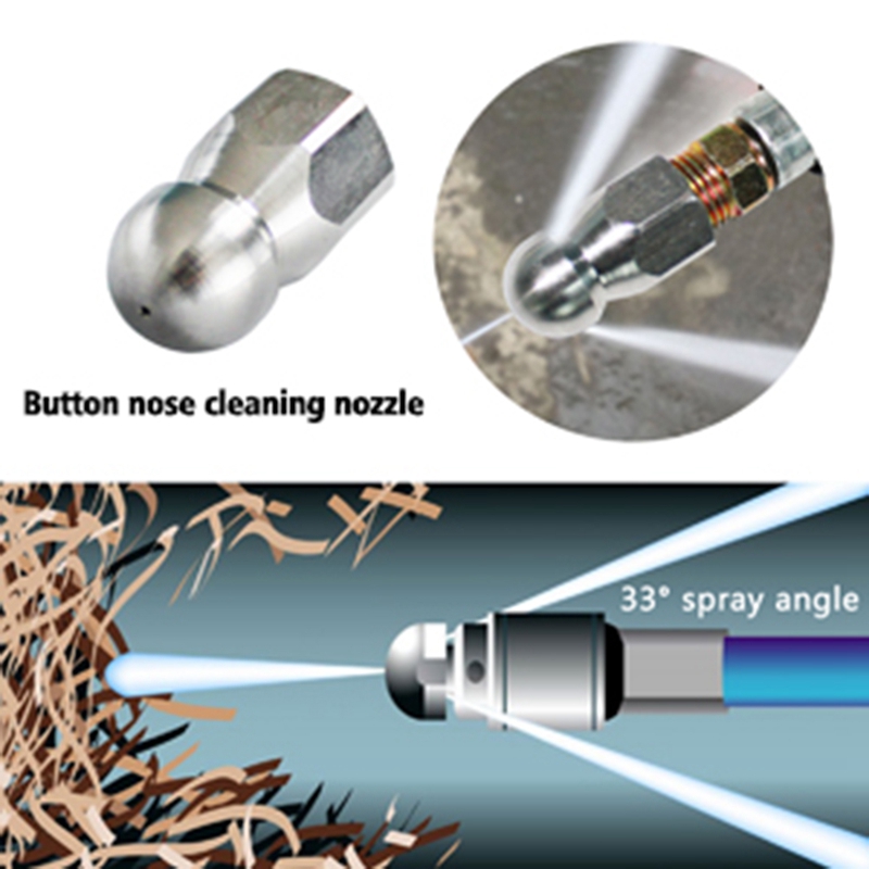 Sewer Jetter Hose Nozzle,High Pressure Washer Hose Nozzle,1 Button Nose Nozzle &amp; 1 Rotating Nozzle,1/4 Inch Pack Of 2