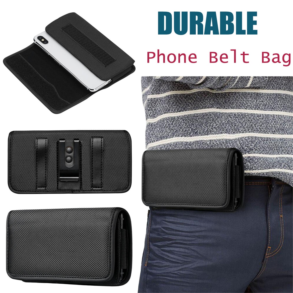 Universal Casual Phone Pouch For iPhone 11 Pro Max Xs XR X 6 7 8plus Case Belt Clip Holster Oxford Cloth Bag Flip Cover