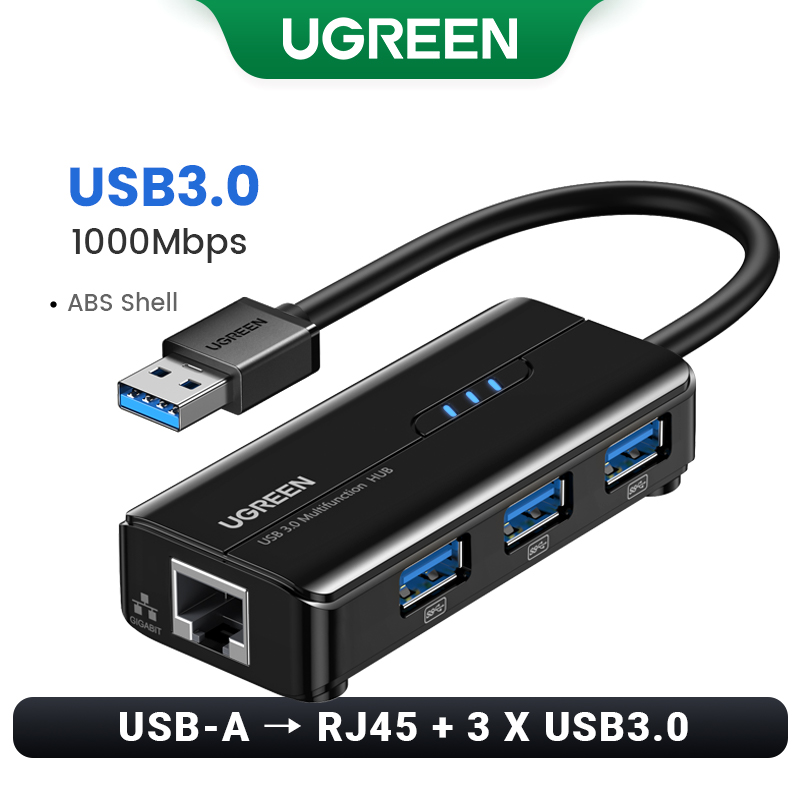 UGREEN USB3.0 Ethernet Adapter 1000Mbps USB RJ45 USB HUB For Laptop Xiaomi Mi Box S/3 Windows Ethernet HUB USB Lan Network Card: Default Title