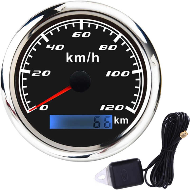 85mm GPS Tacho Messgerät 30 60 120 200 KM/H Kilometerzähler für Marine Motorrad Stiefel Auto ATV Lkw mit verrotten Hintergrundbeleuchtung: GPS 120K-BS