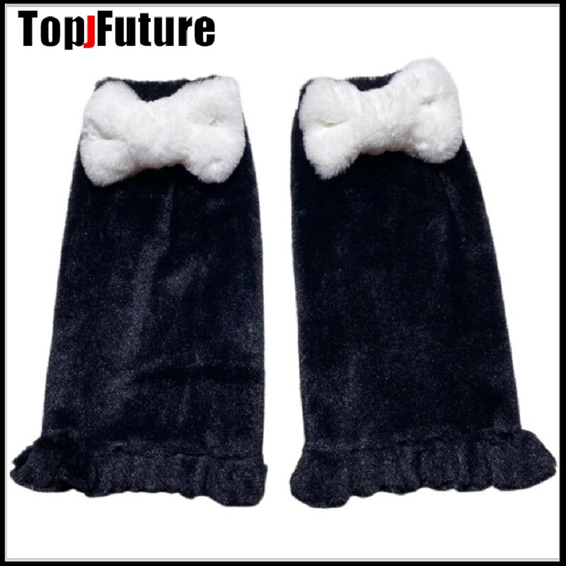 Harajuku Punk sweet lolita big bow Leg Warm Socks Women Winter Warmer Foot Cover Streetwear Leg warmers: BLACK40cm