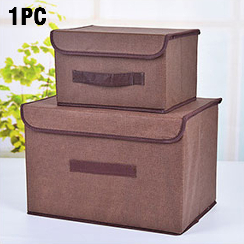 Non-woven suit large capacity storage box dustproof storage box Folding fabric imitation linen portable dustproof storage box: S / Yellow