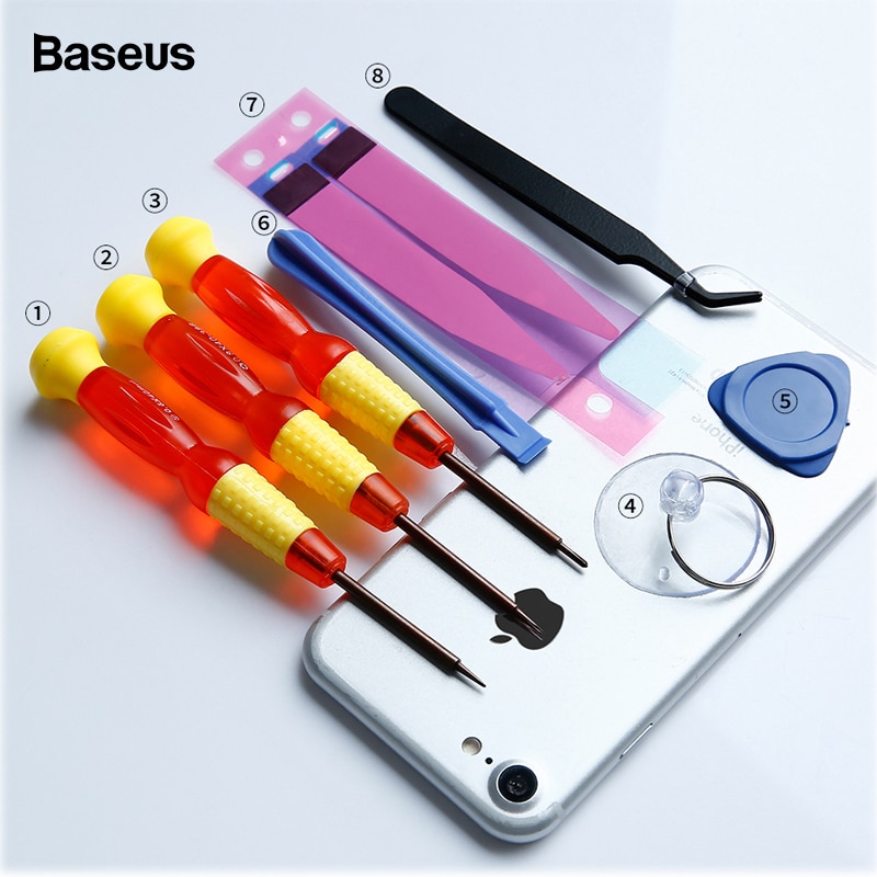 Baseus 8 In 1 Mobiele Telefoon Batterij Reparatie Gereedschap Kit Voor Iphone 8 7 6 6 S 5 Batterij Vervanging accessoire Bundel Reparatie Tool Set