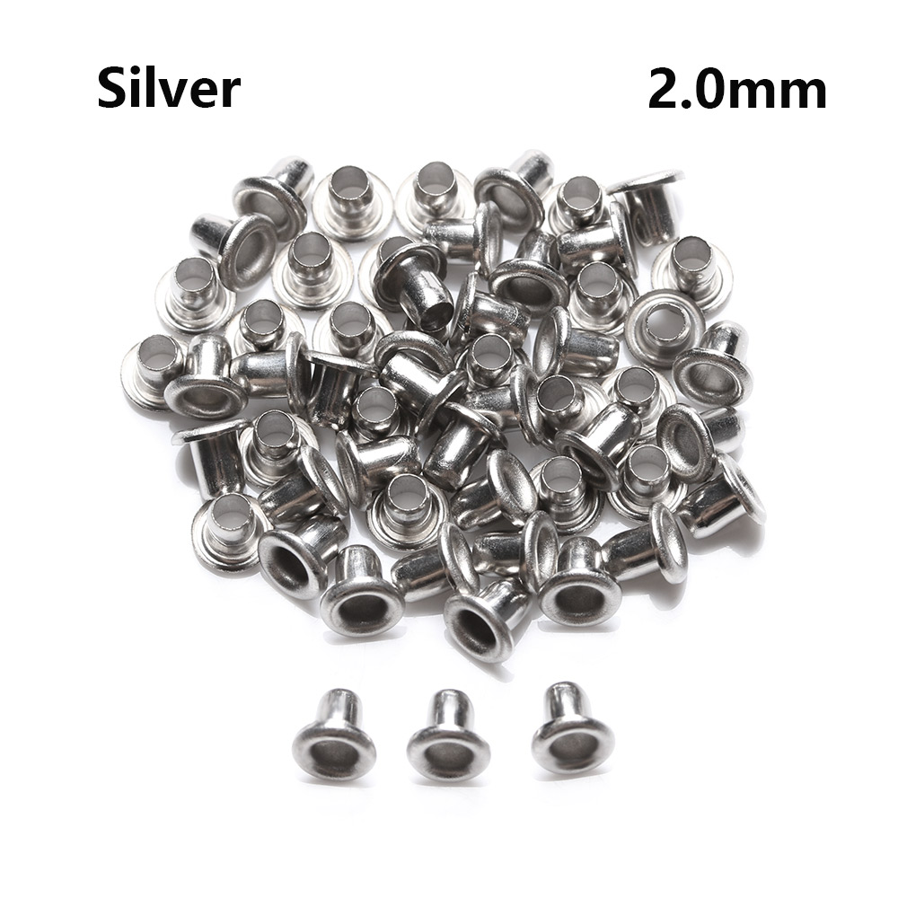 Mini botones de ojal PARA CINTURÓN DE DIY para muñecas, hebilla de Metal a presión, bolso con botones, accesorios de costura para ropa, 1,5/2,0/2,5mm, 50 Uds.: silver 2mm