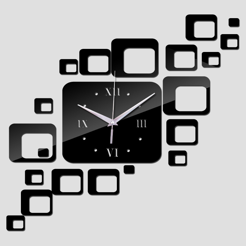 Wall Clock Big Size DIY Acrylic Mirror Wall Clocks Sticker Modern Home Decor Quartz Mechanism Clock Needles