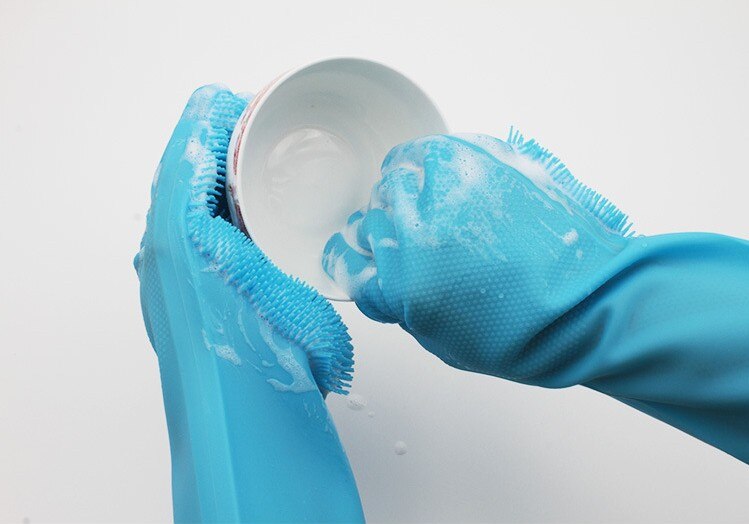 Gants en Silicone réutilisables gants de nettoyage magiques plat plat Pan lavage pour prendre soin des mains outils de nettoyage ménagers