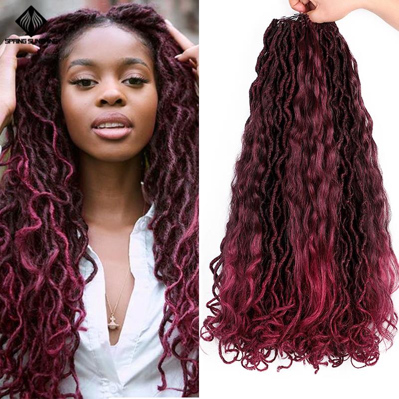 Ombre Goddess Mermaid Faux Locs 20inch 18Root Bohemin Crochet Braid Hair Braids Synthetic Braiding Hair Extension For Women: TBug / 8Pcs/Lot
