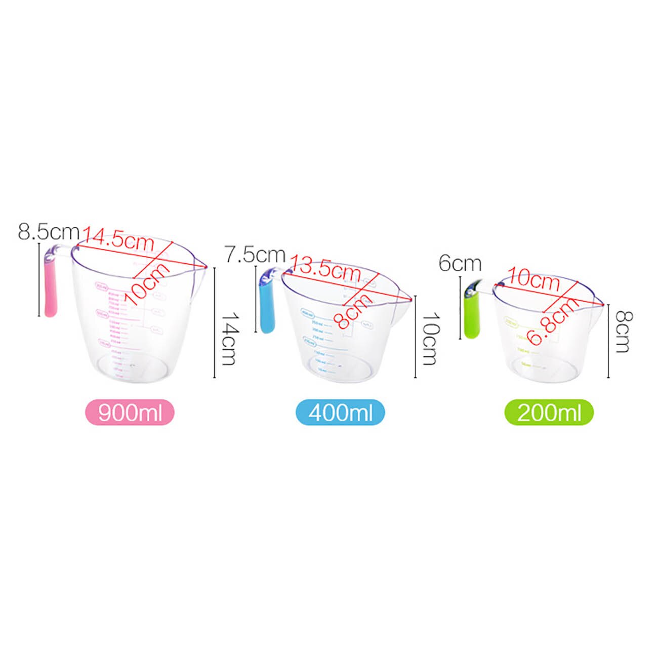 3PCS kitchen with graduated measuring cup household meter baking tool set transparent plastic measuring cylinder: Default Title