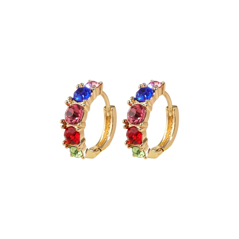 Luksus cubic zirconia hoop øreringe til kvinder flerfarvet udsagn cz krystal huggie øreringe guldfarve bryllups smykker: 3