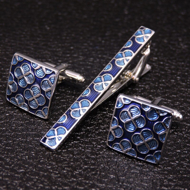 Novelty Cuff links necktie clip for tie pin for men's Hand engraving tie bars cufflinks tie clip set Jewelry: 8