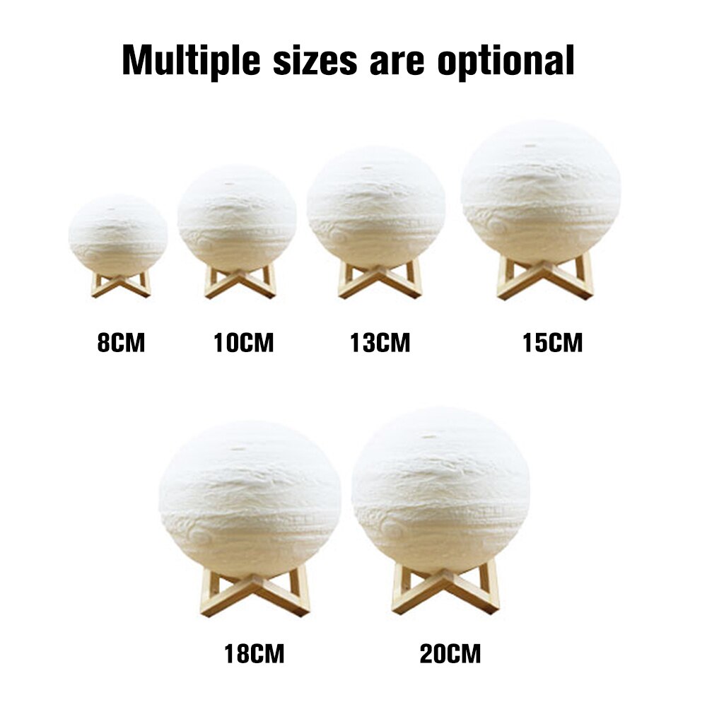 20cm/7.9in Moon Night Light 3D Printed Moon Globe Lamp Colors Warm and Cool White 3D Glowing Moon Lamp With Stand Touch Control