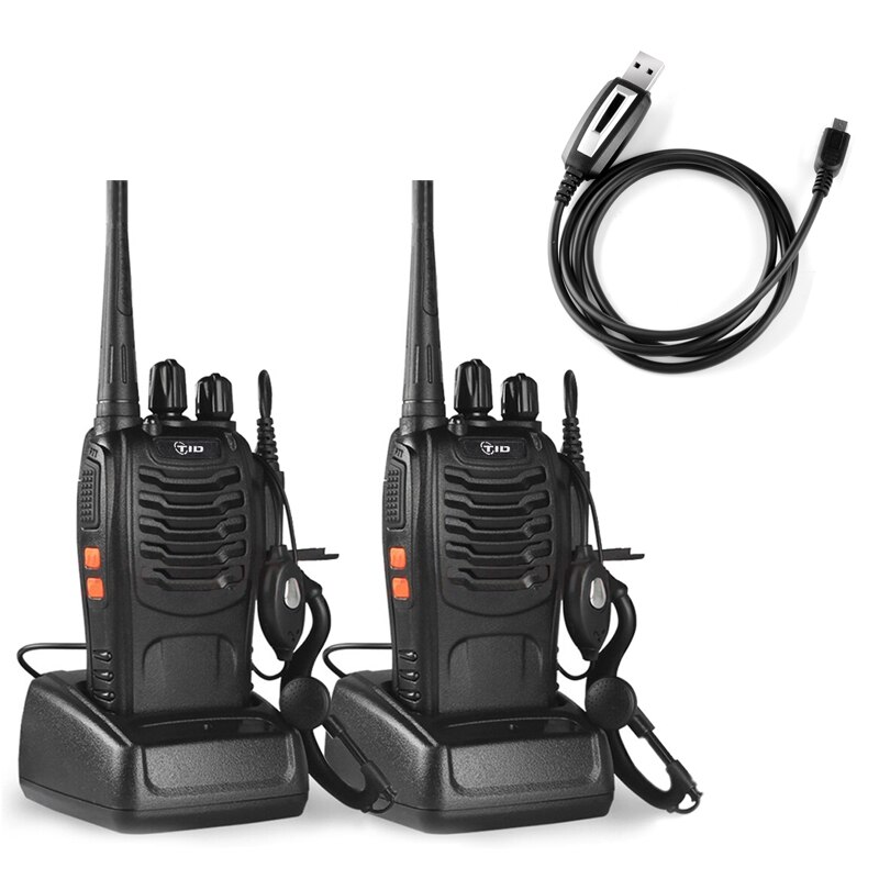 2 stücke Walkie Talkie TD-V2 CB Radio UHF 400-470MHz Radio Amateur Tragbare Walkie Talkie Transceiver Tragbare Radio für Jagd: addcable