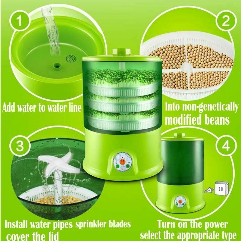 Household 2/3 Layers Bean Sprouts Automatic Electric Multi-functional Healthy Green Seeds Growing Bean Sprout Machine