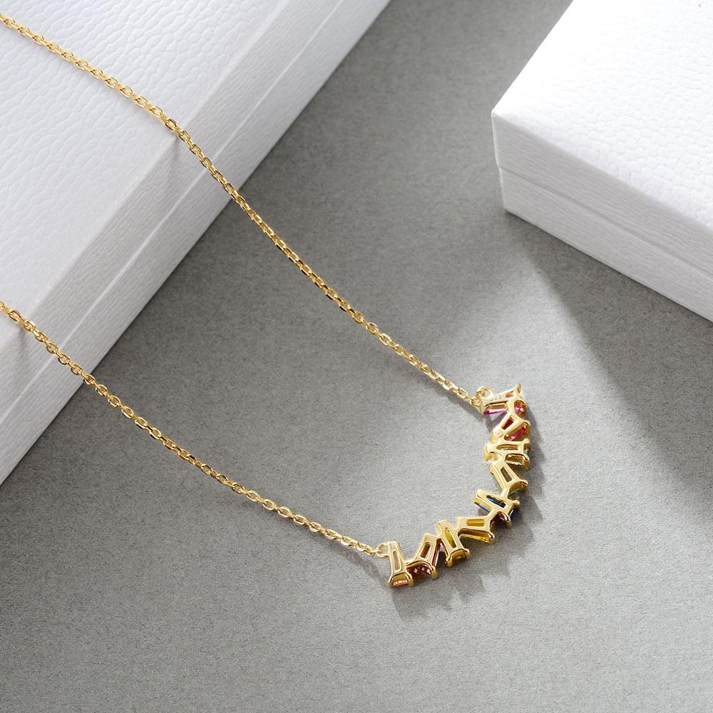 E Jewelry 925 Sterling Silver Rainbow Pendant Necklaces for Women Girls 14K Gold Plated Colorful Chokers Silver 925