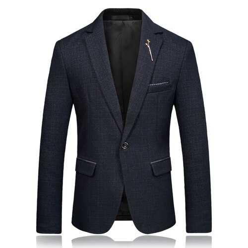 Nice Spring Autumn Business Casual Blazer Suit Jacket Wedding Groom Slim Fit Men Classic Smart Casual Blazer For Male: black / XXXL
