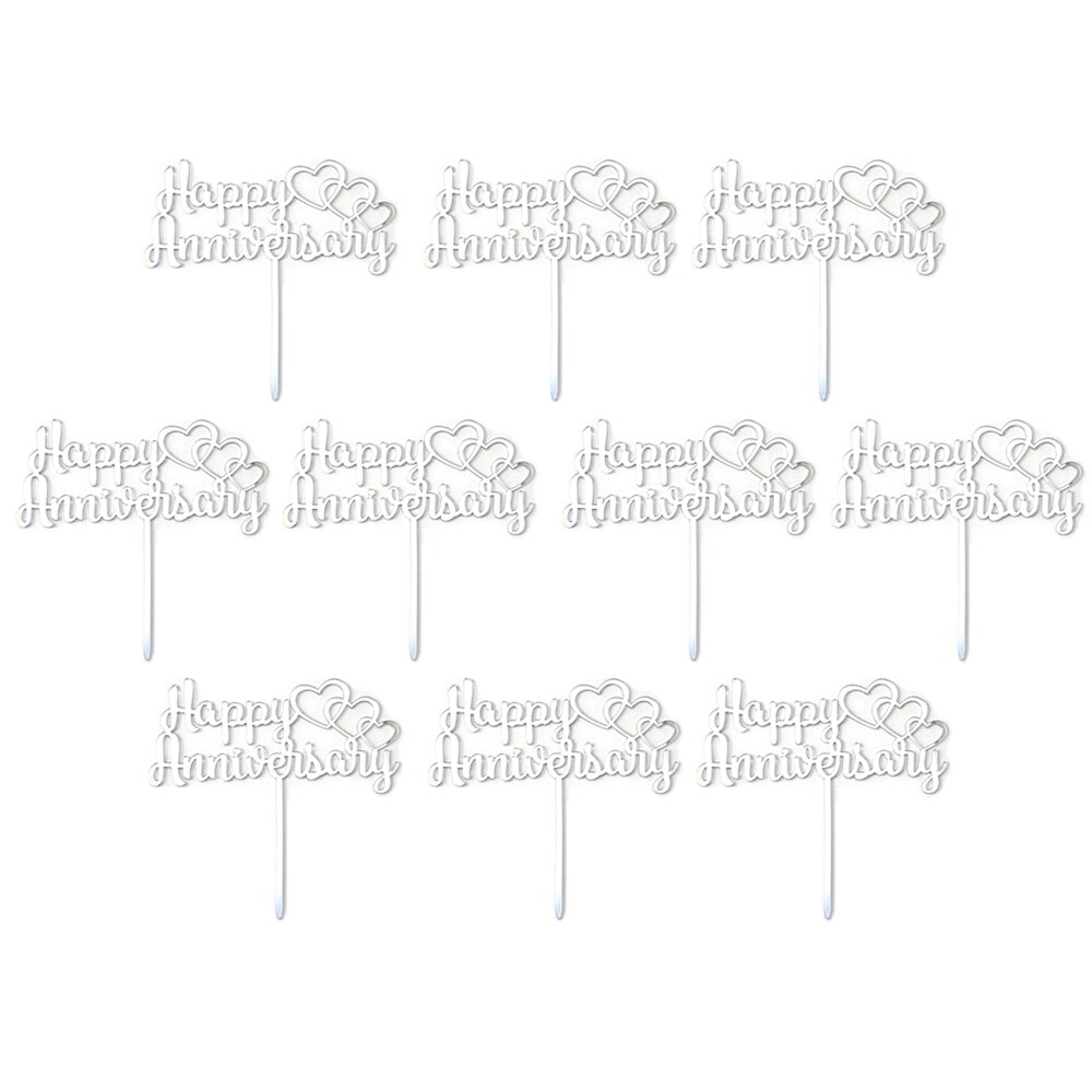 PACK of 10 PCS Happy Anniversary Cake Topper Acrylic Cake Decoration for Anniversary Celebration Gold / Rose Gold: K (PACK of 10PCS)