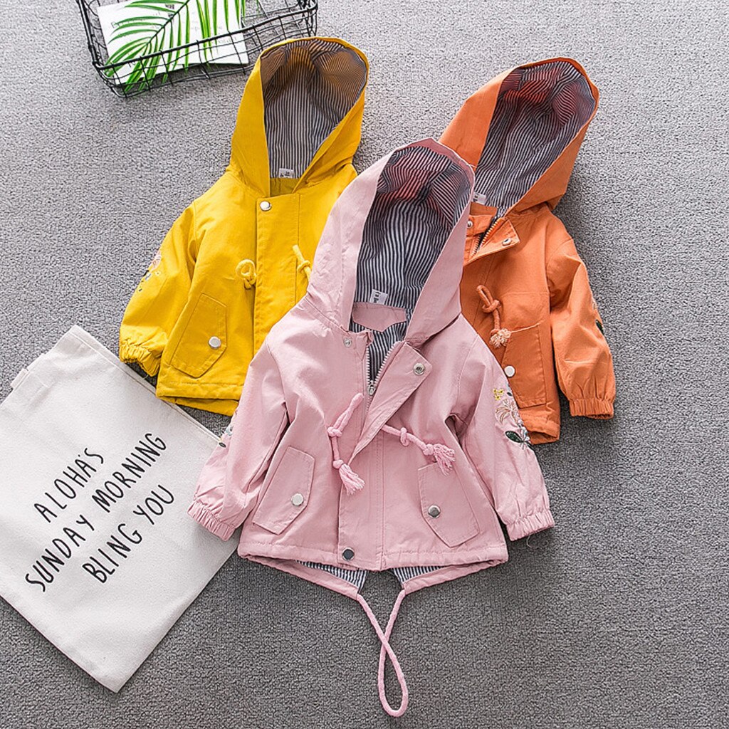 Windjack Kinderen Jassen Peuter Baby Kleding Kids Meisjes Bloemen Hooded Winddicht Jas Uitloper Casual Kleding