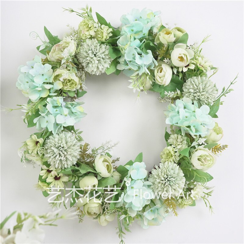 40 Cm Kunstmatige Krans Opknoping Deur Bruiloft Decoratieve Krans Fotografie Prop Window Home Decoratie Bloemen Kerstkrans: White Green