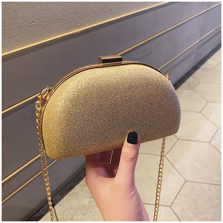 Golf Avond Diner Zak Shell Heldere Gezicht Mode Clutch Bag Keten Schouder Tas Zilver
