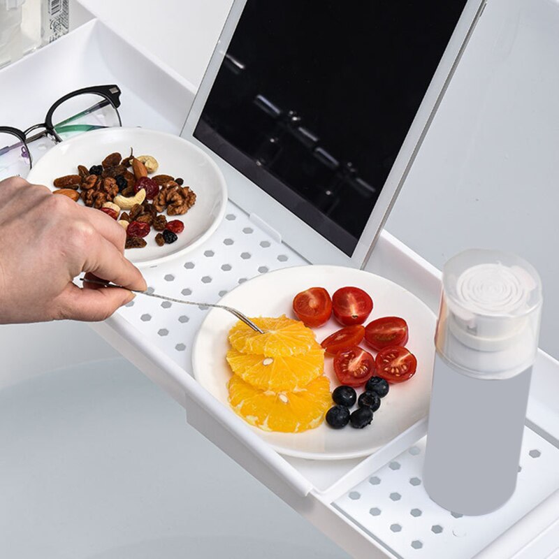 Portaoggetti per vasca da bagno a scomparsa multifunzione vassoio per vasca scaffale per vasca utensili da bagno scaffale per asciugamani supporto per scarico lavello da cucina