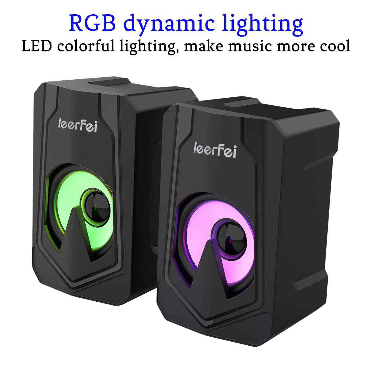 Computer Speakers Subwoofer LED Colorful Lighting RGB Gaming Speakers For Desktop Laptop Home Theater System USB Wired SoundBox