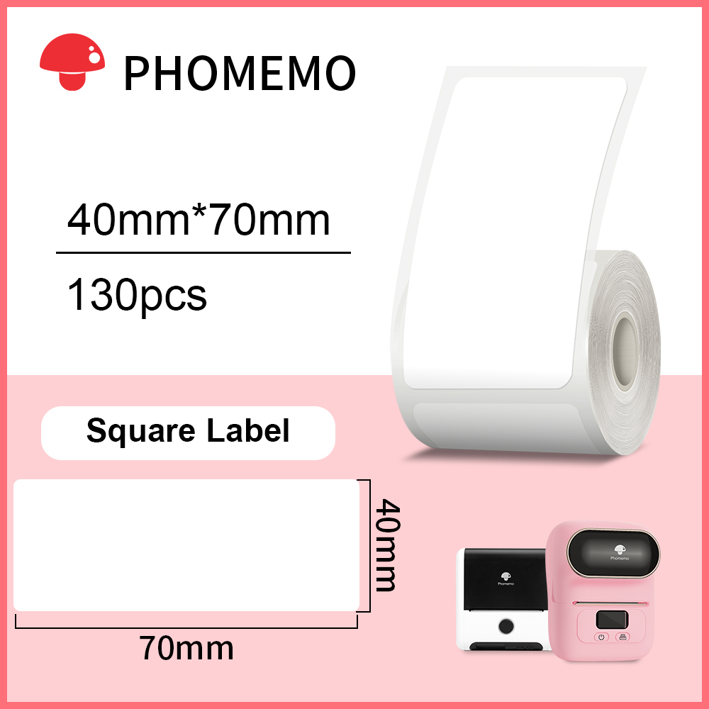 Phomemo – papier autocollant rectangulaire blanc, étiquette autocollante pour imprimante Phomemo M110/M200, Identification étanche: Rectangle 40x70mm