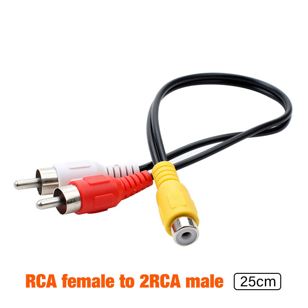 Rca y-adapter 1 rca hann  til 2 rca hann y-splitter digital stereolydkabel til subwoofer, hjemmekino hei-fi - dobbel skjerming: Svart