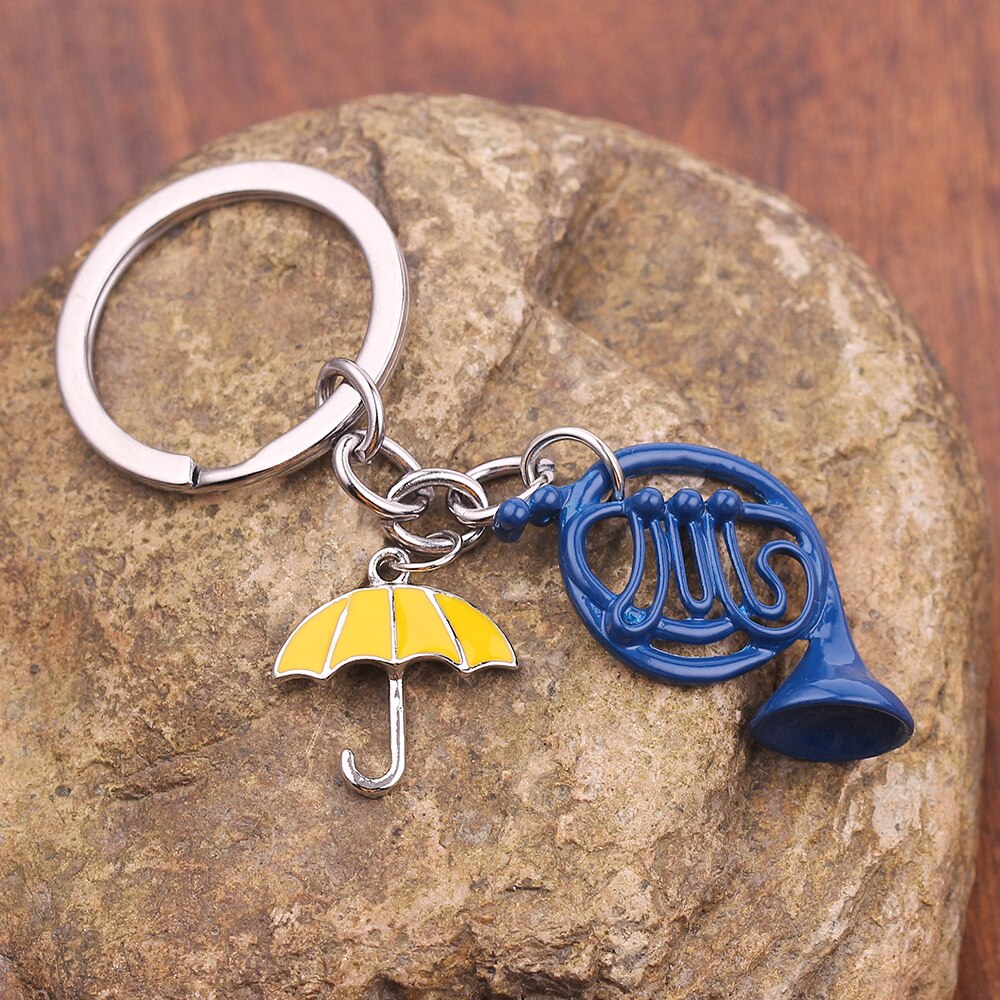 Movie Himym keychain How I Met Your Mother Keyrings Yellow Umbrella Blue French Horn Pendant keychain