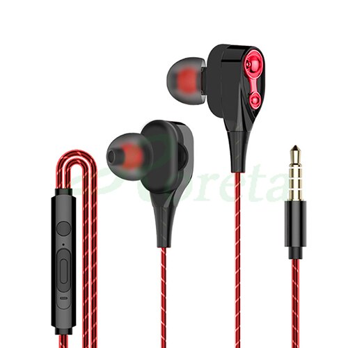 Roreta In-Ear Oortelefoon Stereo Bass Headset Met Ingebouwde Microfoon 3.5Mm Wired Oortelefoon Voor Smartphones: red