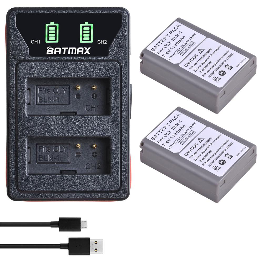 2x BLN-1 Ps BLN1 PS-BLN1 Batterij + Led Ingebouwde Usb Dual Charger Voor Olympus OM-D E-M1, olympus Pen F, OM-D E-M5, Pen E-P5, OM-D
