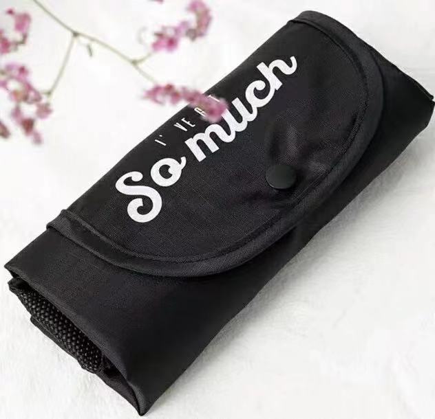 Nylon Black Reusable Shopping Bags Women Foldable Tote Bag Portable Cloth Eco Grocery Bag Folding Large Capacity Handbags