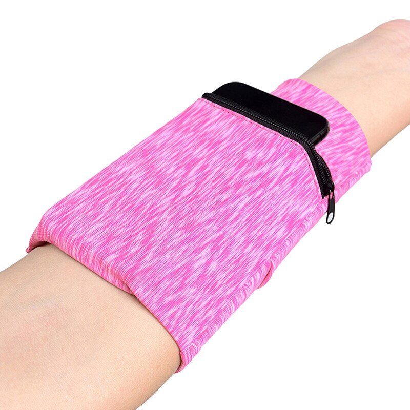 Multifunctionele enkelband met rits, sportpolsband, portemonnee, opbergzak, polsbandje, zweetband: Geel